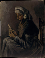 vincent-van-gogh-1885-obieraczka do ziemniaków-odwrotny-autoportret-z-słomkowym-kapeluszem-druk-reprodukcja-dzieł sztuki-sztuka-ścienna-id-asiwc6uat