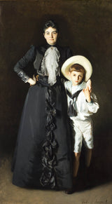 约翰·歌手·萨金特（1890）夫人爱德华l戴维斯的画像和她的儿子利文斯顿艺术印刷精美的艺术复制墙艺术id asjlfh4tl