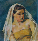 安东呼啦圈1936年，年轻女子与面纱艺术印刷精美的艺术复制墙艺术id asmtn43az