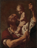 giovanni-battista-piazzetta 1730年圣克里斯托弗携带婴儿基督的艺术印刷精美的艺术复制品墙艺术id-asuxncy4a