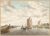 абрахам-делфос-1741-река-пејзаж-со-неколку-баржи-уметност-печатење-фина уметност-репродукција-ѕид-арт-id-asw33xrvl