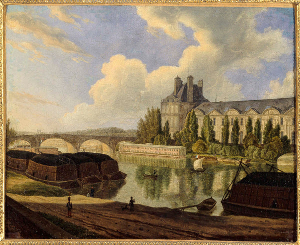auguste-wynantz-1831-the-pont-royal-and-the-pavillon-de-flore-seen-from-the-quai-voltaire-art-print-fine-art-reproduction-wall-art