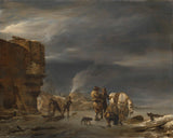 nicolaes-pietersz-berchem-1647-on-the-ice-near-a-town-art-print-fine-art-reproduction-wall-art-id-asx6q1i9u