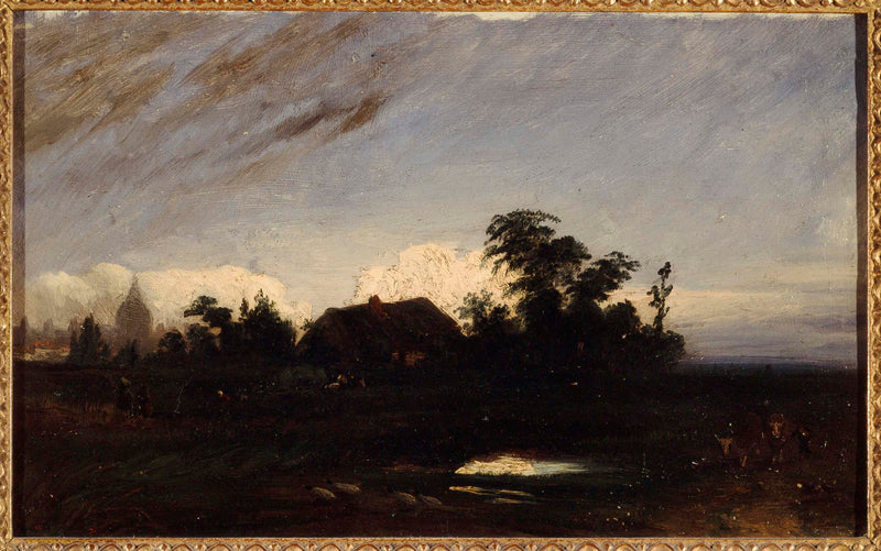 paul-huet-1821-a-pond-near-the-cooler-at-dusk-1821-art-print-fine-art-reproduction-wall-art