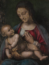 bernardino-luini-reprodukcja-dzieci-sztuki-dziewicy-z-dziewicą-dziewicą-dziecią-z-XVI wieku-sztuka-ścienna-id-asz16omsr