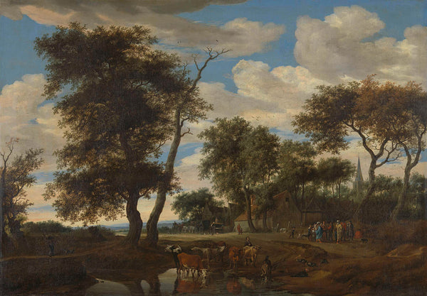 salomon-van-ruysdael-1663-view-of-a-village-art-print-fine-art-reproduction-wall-art-id-aszwhm9te