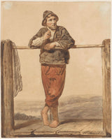 約翰內斯·恩格爾·馬蘇雷爾-1850-煙鬥吸煙與站在前面的人藝術印刷精美藝術複製品牆藝術 id-at160tmzf