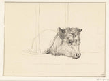 Jean-Bernard-1818-牛頭躺在馬厩裡，右側藝術印刷品美術複製品牆藝術 id-at2ca3m3o