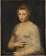 onbekende-17e-eeuwse-jongedame-die-een-spiegel-houdt-kunst-print-kunst-reproductie-muur-kunst-id-at3x60d4x