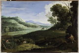 paul-bril-1619-landskap-met-jagters-kuns-druk-fyn-kuns-reproduksie-muurkuns-id-by42ux90z