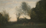 Jean-Baptiste-Camille Corot - 1865-the-tanečno-of-the-art-nymfy-print-fine-art-reprodukčnej-wall-art-id-at5224o5q