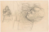 jozef-israels-1834-feuille-d'étude-lecture-femme-et-femme-avec-un-enfant-sur-impression-d'art-reproduction-d'art-mur-art-id-at5gy4i3k