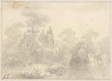 andreas-schelfhout-1797-landskap-met-'n-kasteel-in-die-agtergrond-kunsdruk-fynkuns-reproduksie-muurkuns-id-at6d62w4p