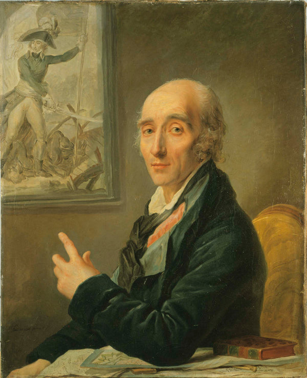 johann-julius-heinsius-1805-portrait-of-pierre-francois-charles-augereau-1757-1816-marshal-of-france-duke-of-castiglione-pointing-to-the-table-thevenin-representing-the-bridge-of-arcola-art-print-fine-art-reproduction-wall-art
