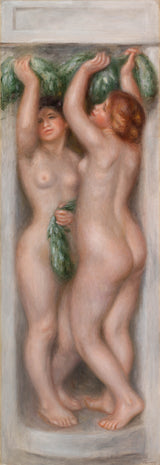 皮埃爾·奧古斯特·雷諾阿-1910-女像柱-女像柱-也稱為兩個沐浴者裝飾面板藝術印刷美術複製品牆藝術ID-atd08lwr7
