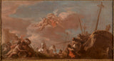 giovanni-antonio-dit-gianantonio-pellegrini-1720-skica-za-strop-kraljeve-banke-sene-in-raztovarjanje-blago-iz-louisiana-art-print-fine-art- reprodukcija-stenska umetnost