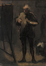 Honore-daumier-1870，他的画家在他的面前绘画，他的桌子艺术印刷的画家在细腻的艺术复制品墙上艺术idatexxcfcf
