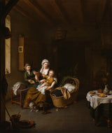 Willem-van-mieris-1707，母亲喂养她的孩子快乐的母亲艺术印刷精美的艺术复制品墙壁艺术idatjkw5swb