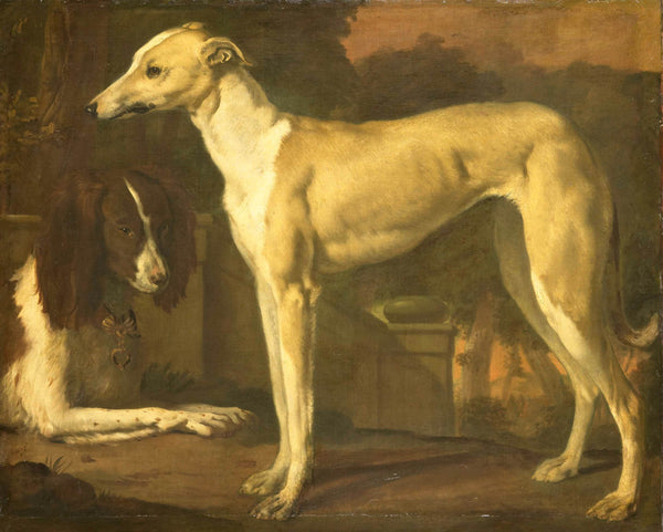jan-weenix-1665-portrait-of-a-greyhound-and-spaniel-art-print-fine-art-reproduction-wall-art-id-atkapp93q