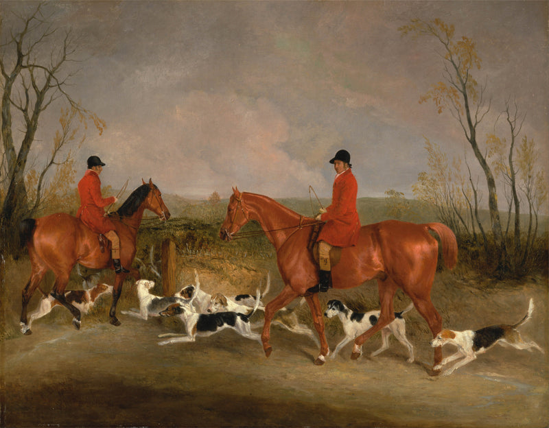 richard-barrett-davis-1836-george-mountford-huntsman-to-the-quorn-and-w-derry-whipper-in-at-john-ogaunts-gorse-near-melton-mowbray-art-print-fine-art-reproduction-wall-art-id-atl9xzdf1