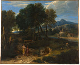 jean-francois-dit-francisque-millet-1662-pastoral-avec-un-jeune-berger-et-une-femme-avec-un-enfant-dans-ses-bras-art-reproduction-fine-art-reproduction- art mural