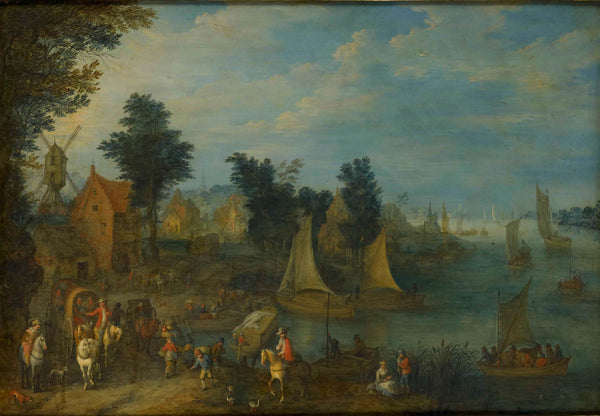 joseph-van-bredael-1723-village-on-the-bank-of-a-river-art-print-fine-art-reproduction-wall-art-id-ato20jyoj