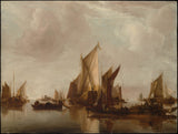 扬·范·德·卡佩勒1660年，一艘州游艇和其他工艺品在平静的水中打印出了精美的艺术复制品，壁画艺术编号atodyypcl