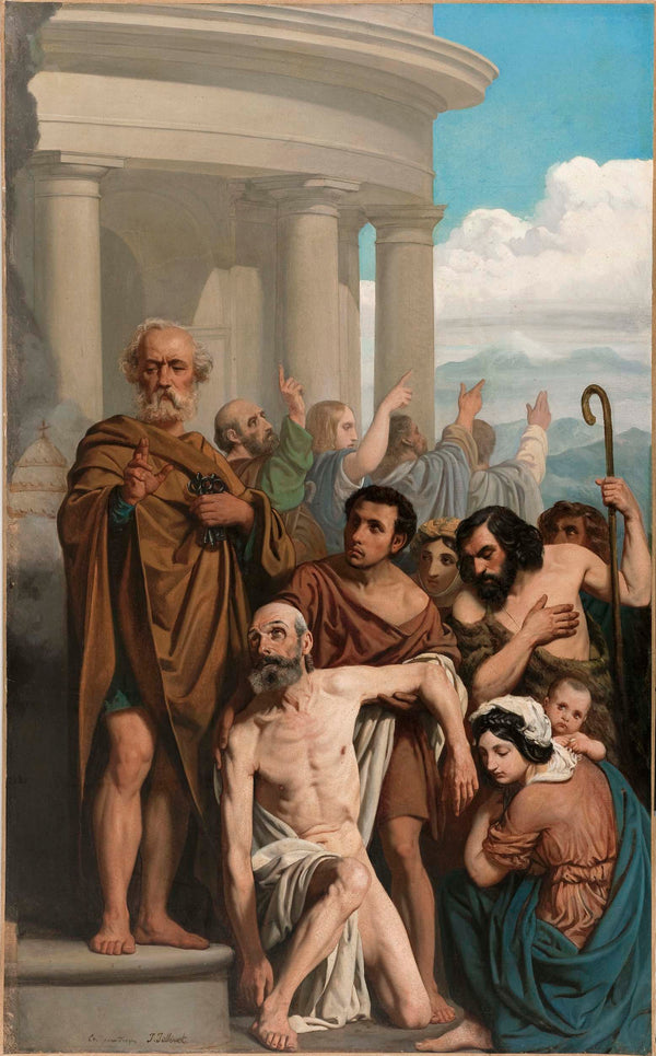 pierre-jules-jollivet-1843-sketch-for-the-former-church-saint-ambroise-saint-peter-healing-a-lame-in-the-temple-gate-art-print-fine-art-reproduction-wall-art