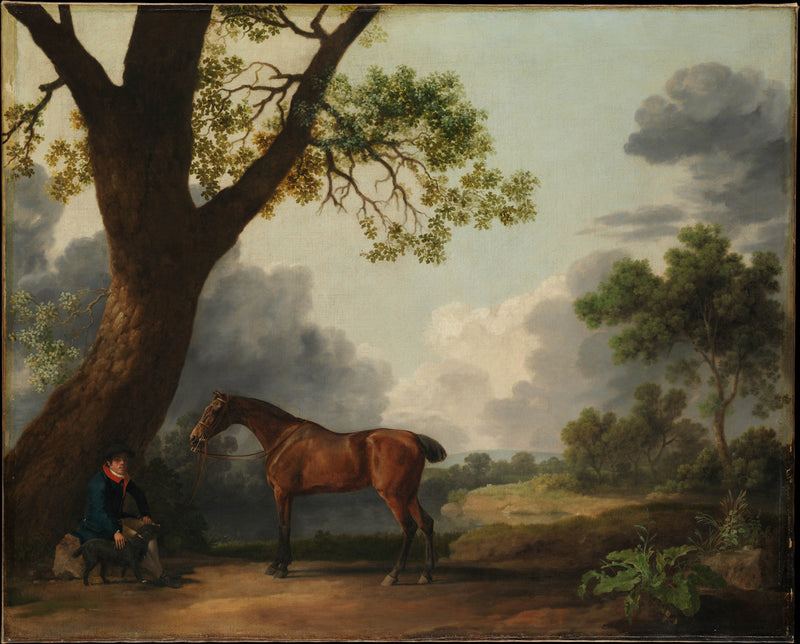 george-stubbs-1768-the-third-duke-of-dorsets-hunter-with-a-groom-and-a-dog-art-print-fine-art-reproduction-wall-art-id-attvn2erg