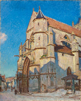 alfred-sisley-1894-kostol-Moret-večerné-umenie-tlač-výtvarné-umelecké-reprodukcie-nástenné-umenie