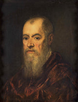 jacopo-tintoretto-1555，一个男人的肖像，一个红色的斗篷，艺术印刷精美的艺术复制品，墙壁艺术id-atv9xiq7a