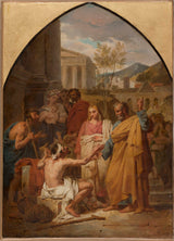 louis-vincent-leon-palliere-1819-skitse-for-st-severin-kirken-sankt-peter-healing-en-krøbling-ved-porten-til-templet-jerusalem-kunst-print- fin-kunst-reproduktion-væg-kunst
