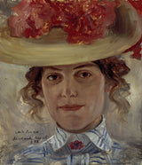 Lovis Corinth 1898夫人与草帽帽子艺术印刷精美的艺术复制品墙艺术id-atzy1lopk