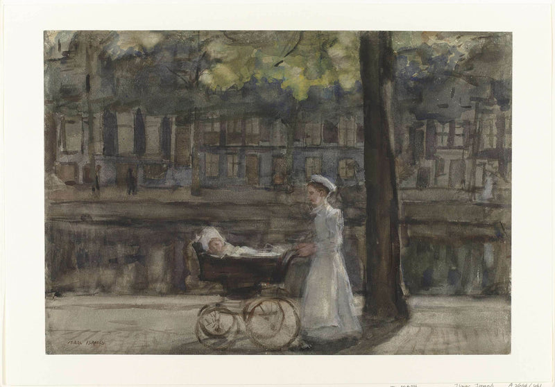 isaac-israels-1875-housemaid-with-pram-art-print-fine-art-reproduction-wall-art-id-au069afc1