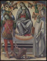 盧卡·西諾雷利-1493-聖母升天與聖徒邁克爾和本尼迪克特藝術印刷品美術複製牆藝術 ID au3ni39z6