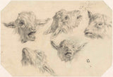 johan-daniel-koelman-1841-fem-skitser-af-gedehoveder-kunst-print-fine-art-reproduction-wall-art-id-au6iybsok