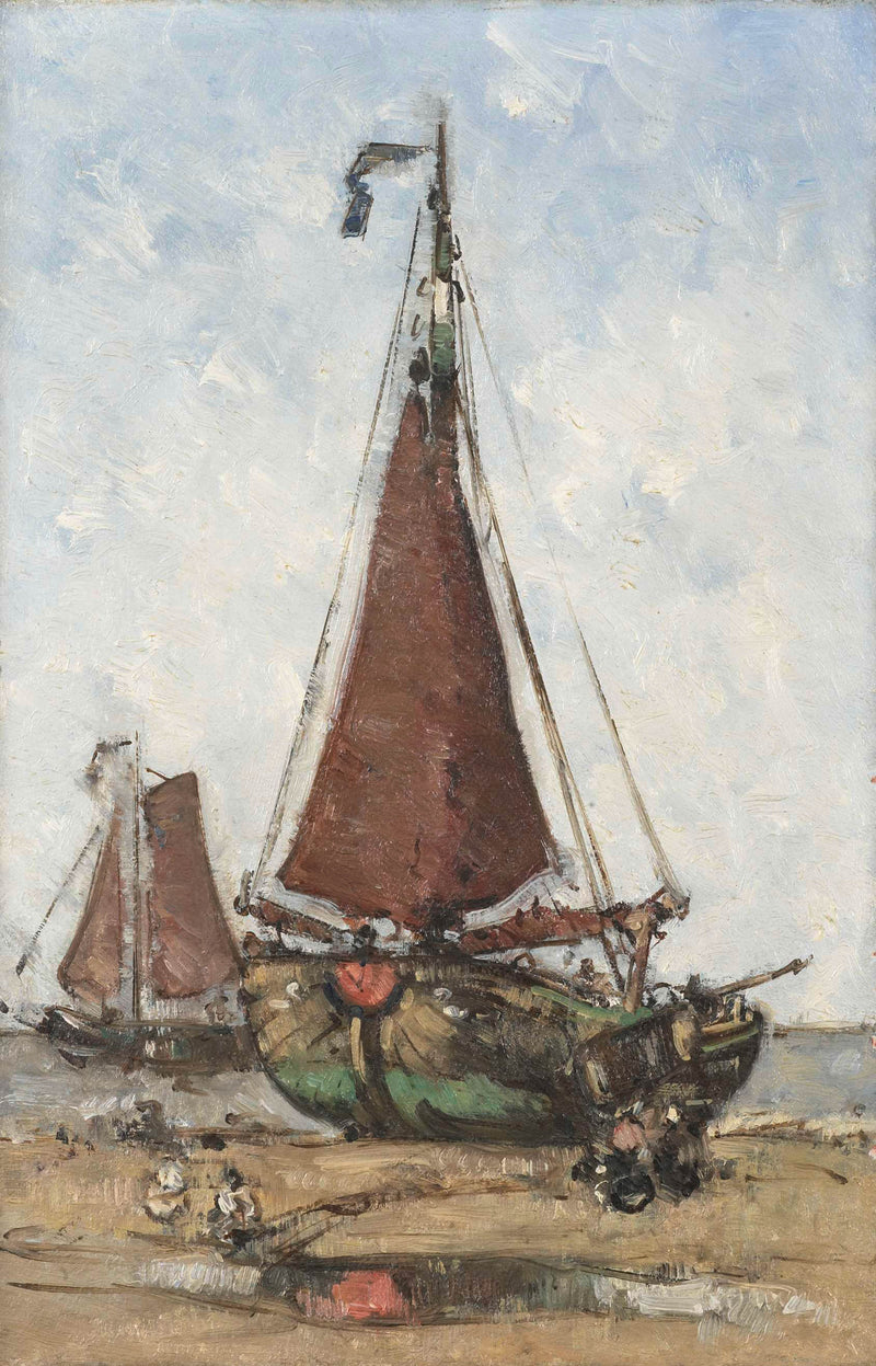 joannes-barnardus-antonius-maria-westerwoudt-1880-ship-on-the-beach-art-print-fine-art-reproduction-wall-art-id-au8gl1zl6