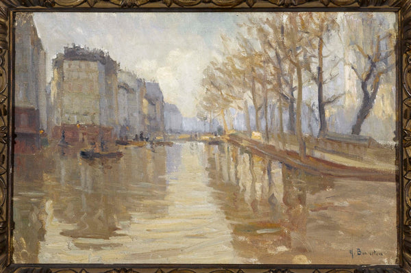 germain-eugene-bonneton-1910-the-quai-montebello-1910-flood-art-print-fine-art-reproduction-wall-art