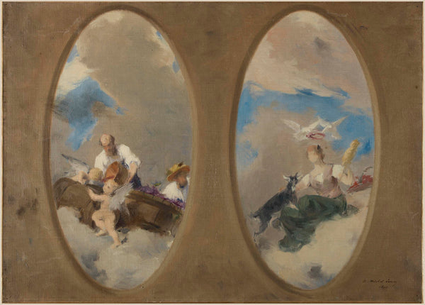 edouard-michel-lancon-1897-sketch-for-mayor-of-suresnes-wine-allegory-goatherd-doves-ceilings-art-print-fine-art-reproduction-wall-art