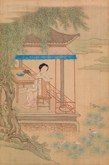 qiu-ying-siedząca-dziewczyna-na-ganku-sztuka-druk-reprodukcja-dzieł sztuki-sztuka-ścienna-id-auavgydth