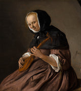 jan-steen-1662-kobieta-grająca-cycyt-sztuka-druk-reprodukcja-dzieł sztuki-sztuka-ścienna-id-aud9zen1k