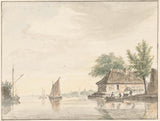hendrik-spilman-1733-rzeka-krajobraz-z-żaglówkami-sztuka-druk-reprodukcja-dzieł sztuki-wall-art-id-aufc1odcw