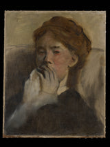 edgar-degas-1875-年轻女子与她的手在她的嘴上打印艺术细腻的艺术复制品-墙-艺术-aug42u6ye