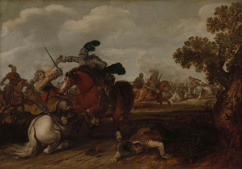 jan-martszen-de-jonge-1629-a-cavalry-charge-art-print-fine-art-reproduction-wall-art-id-aug9k3s94