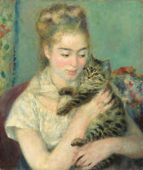 ピエール・オーギュスト・ルノワール-1875-猫を持つ女性-アートプリント-ファインアート-複製-ウォールアート-id-augbfg0s8