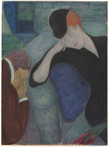 玛丽安·冯·韦雷金（Mariann-von-Werefkin）坐着的夫妇，对夫妇进行艺术印刷，精美的艺术复制品，墙上的艺术，id-auh5e1yqc