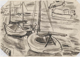 leo-gestel-1925-无标题的帆船在码头上，艺术印刷精美的艺术复制品-墙-艺术-id-aujy3df7l