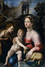 giulio-romano-1524-madonna-z-dzieckiem-z-sw-janem-chrzciciela-druk-reprodukcja-dzieł sztuki-sztuka-ścienna-id-aul22koon