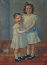 弗朗茨-雅施克1907年的两个孩子的肖像艺术打印精细艺术复制墙艺术ID aul56focb