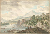 Авраам Delfos-1795-хълм пейзаж-с-а-замък-он-а-река-арт-печат-фино арт-репродукция стена-Art-ID-aullzyr0s